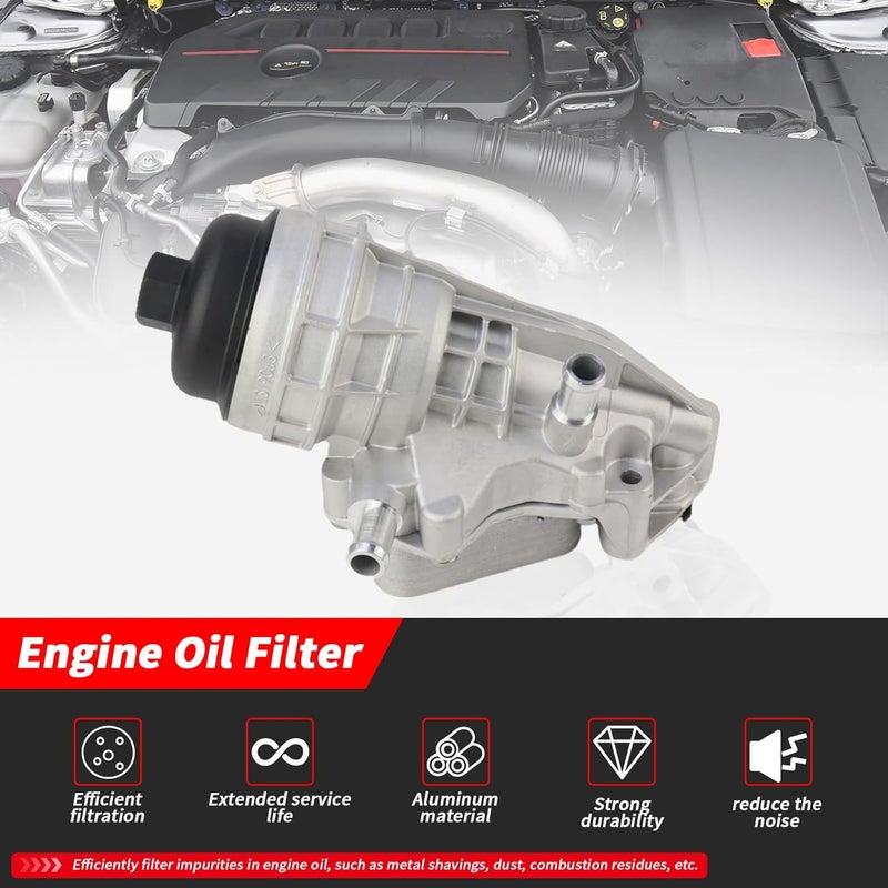 MUNIK 2701800500 Engine Oil CoolerFor Mercedes Benz 2012-2019 A,B,CLA,GLA Class A180,A200,A260,B180,B200,B260,CLA180,CLA200,CLA220,CLA260,GLA200,GLA260 Replact# 2701800610 270180050064 - Image 2